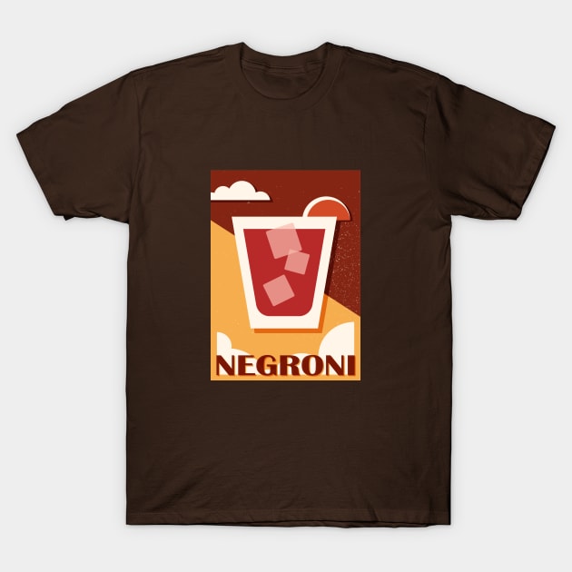 Negroni art print, Cocktail, Retro 70s, Aesthetic art, Alcohol poster, Exhibition print, Mid century T-Shirt by KristinityArt